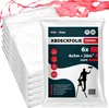 A stack of white tarpaulins is shown next to a package of KOTARBAU Abdeckfolie Strong. Produktbild-Vorschau