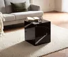 Couchtisch Monobloc 40x40x45cm Schwarz Hochglanz mit glänzender Oberfläche in Marmoroptik, Gesamtansicht. Voir les images du produit