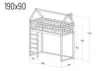 Lit mezzanine cabane hauteur 150 cm - ZOSIA PLUS 190x90 cm Voir les images du produit 2