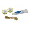 A set of plumbing supplies including two rolls of tape, a tube of sealant, and some hemp string, arranged on a white background. Anteprima dell’immagine prodotto