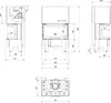 Technical drawing with dimensions of a fireplace insert. Produktbild-Vorschau