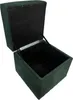 An open dark green cord-uroy storage ottoman is shown against a white background. Náhled obrázku produktu