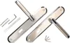 Two door handles with mounting hardware on a white background. Podgląd zdjęcia produktu