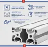 A close-up, angled view of an aluminum extrusion profile, with text and icons on the left side detailing its specifications and uses. Podgląd zdjęcia produktu