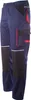 A pair of navy blue work pants with black and red accents, shown against a white background. Produktbild-Vorschau