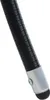 A close-up view of the bottom section of a black ribbed pole with a silver metal fitting and a black rubber cap. Produktbild-Vorschau