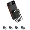 A black power bank with integrated cables and a digital display showing battery percentage. Náhľad obrázku produktu