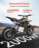 A dirt bike with motor details highlighted, on a road with large numbers indicating power. Produktbild-Vorschau