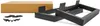 A set of black furniture feet and a cardboard box are displayed on a white background. Produktbild-Vorschau