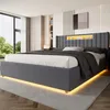 MODFU Polsterbett 160×200 Samt,Jugendbett mit großem Produktbild-Vorschau 4
