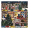 A festive winter street scene with shops decorated for Christmas, cars, and people. Anteprima dell’immagine prodotto