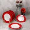 6er Set Variant Rot Suppenteller bunte tiefe Teller Pasta Produktbild-Vorschau 2