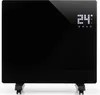 A black electric heater with a digital display showing the temperature. Voir les images du produit