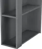 A close-up view of the shelves of a dark gray bar table. Produktbild-Vorschau