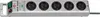 A silver surge protector with five outlets, a green power switch, and a red reset button, shown on a white background. Voir les images du produit