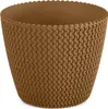 A brown knitted-look plant pot on a white background. Podgląd zdjęcia produktu