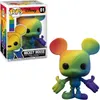 A Funko Pop! vinyl figure of Mickey Mouse in a rainbow color scheme, shown both in its packaging and standing alone. Produktbild-Vorschau