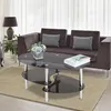 Oval Couchtisch aus Glas mit 2 Ebenen,Beistelltisch mit Produktbild-Vorschau 1