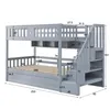 A diagram of a gray bunk bed with dimensions labeled. Produktbild-Vorschau