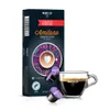 A box of Martello Amilano Espresso Crema coffee capsules and a cup of coffee. Produktbild-Vorschau