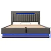 A studio shot of a modern bed frame with integrated LED lighting. Produktbild-Vorschau