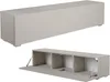A modern wall-mounted cabinet shown closed and then open with its compartments revealed. Produktbild-Vorschau