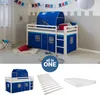 Homestyle4u Hochbett 90x200 mit Matratze Tunnel Vorhang Produktbild-Vorschau 1