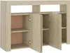 A light oak sideboard with three doors, two on the left and one on the right, open to reveal shelves. Voir les images du produit