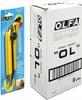 A product shot showing an OLFA cutter in its packaging and a box of OLFA cutters. Produktbild-Vorschau
