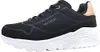 A side view of a black Skechers Uno Lite sneaker with a white sole. Voir les images du produit