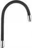 A black flexible spout for a sink faucet with silver fittings at the top and bottom. Anteprima dell’immagine prodotto