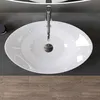 doporro Lavabo Ovale da Appoggio in Vetroceramica Bianco Anteprima dell’immagine prodotto 3