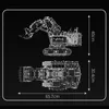 Blueprint-style diagrams of a remote-controlled excavator with dimensions indicated. Produktbild-Vorschau