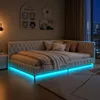 Cama tapizada UnboxG de 140x200 cm con iluminación LED y Vista previa de la imagen del producto 1