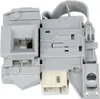A close-up, studio shot of a washing machine door lock mechanism. Produktbild-Vorschau