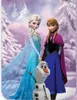 Elsa, Anna, and Olaf from Disney's Frozen stand in a snowy forest. Produktbild-Vorschau