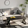Huhote Couchtisch rechteckig Schwarz Metallrahmen 100 x 40 Produktbild-Vorschau 4