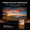 A television and a smartphone displaying the same scenic image, with text overlay promoting streaming capabilities. Produktbild-Vorschau