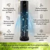 A tall, black tower fan is shown with various features highlighted by text and icons. Blue air flow graphics emanate from the fan. The bottom of the image has text about energy saving. Náhľad obrázku produktu