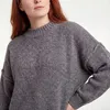 Strickpullover Damen Grobstrick Pullover Mock Neck Kragen Produktbild-Vorschau 5