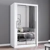 Schwebetürenschrank Kleiderschrank Schrank 120cm Weiß/Weiß Produktbild-Vorschau 1