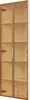 A tall, narrow cabinet with two glass doors and wooden shelves. Produktbild-Vorschau