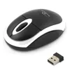 A black and white wireless computer mouse and its USB receiver are shown on a white background. Produktbild-Vorschau