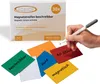 A box of ECENCE magnetic strips with several colored strips laid out in front, and a hand holding a marker about to write on one. Anteprima dell’immagine prodotto