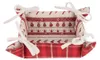 Clayre & Eef Brotkorb 35x35x8 cm Rot Beige Baumwolle Produktbild-Vorschau 1