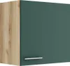 A single kitchen cabinet with a wood-grain side and a green front. Produktbild-Vorschau