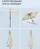 A collage of images showing a patio umbrella in different states: open, partially disassembled, and folded. Produktbild-Vorschau