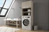 A bathroom with a washing machine and storage cabinet. Náhled obrázku produktu
