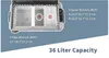 A diagram showing the internal compartments of a cooler with dimensions and capacity information. Produktbild-Vorschau