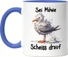 Sei eine Möwe Scheiss drauf Böse Möwe Tasse Blau - Lustiges Produktbild-Vorschau 1
